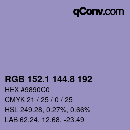 Color code: RGB 152.1 144.8 192 | qconv.com