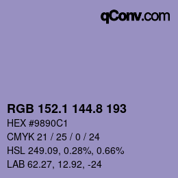 Color code: RGB 152.1 144.8 193 | qconv.com