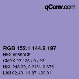 Farbcode: RGB 152.1 144.8 197 | qconv.com