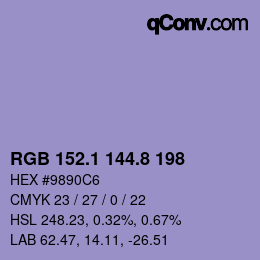 Color code: RGB 152.1 144.8 198 | qconv.com