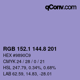 Color code: RGB 152.1 144.8 201 | qconv.com
