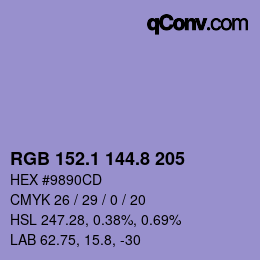 カラーコード: RGB 152.1 144.8 205 | qconv.com