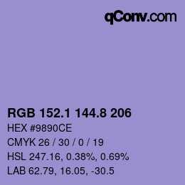 カラーコード: RGB 152.1 144.8 206 | qconv.com
