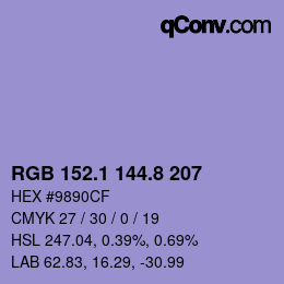 カラーコード: RGB 152.1 144.8 207 | qconv.com