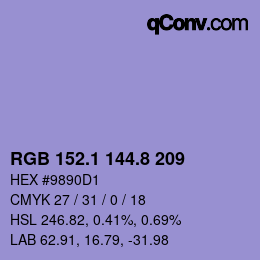 カラーコード: RGB 152.1 144.8 209 | qconv.com