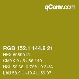 カラーコード: RGB 152.1 144.8 21 | qconv.com