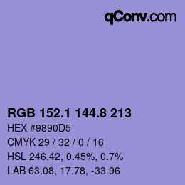 カラーコード: RGB 152.1 144.8 213 | qconv.com