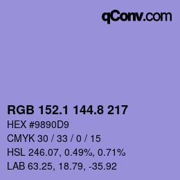 カラーコード: RGB 152.1 144.8 217 | qconv.com