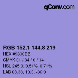 カラーコード: RGB 152.1 144.8 219 | qconv.com