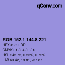 カラーコード: RGB 152.1 144.8 221 | qconv.com