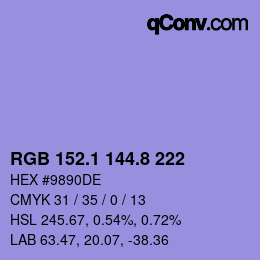 カラーコード: RGB 152.1 144.8 222 | qconv.com