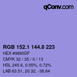 Color code: RGB 152.1 144.8 223 | qconv.com