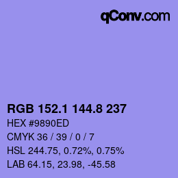 カラーコード: RGB 152.1 144.8 237 | qconv.com