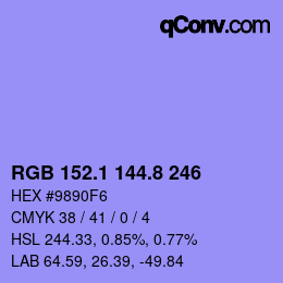 カラーコード: RGB 152.1 144.8 246 | qconv.com