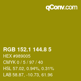 カラーコード: RGB 152.1 144.8 5 | qconv.com