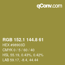 Color code: RGB 152.1 144.8 61 | qconv.com