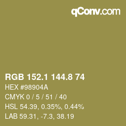 Color code: RGB 152.1 144.8 74 | qconv.com