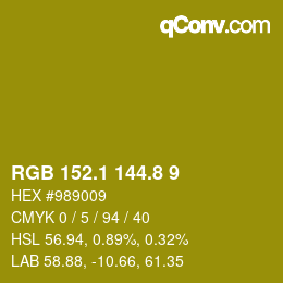 カラーコード: RGB 152.1 144.8 9 | qconv.com