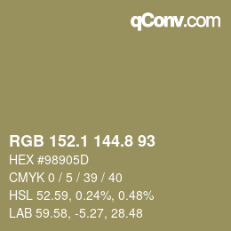 Color code: RGB 152.1 144.8 93 | qconv.com