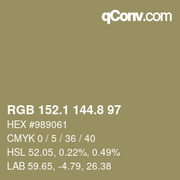 Color code: RGB 152.1 144.8 97 | qconv.com