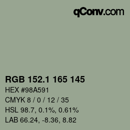 Color code: RGB 152.1 165 145 | qconv.com