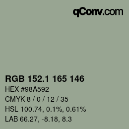 カラーコード: RGB 152.1 165 146 | qconv.com