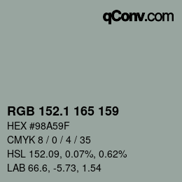 カラーコード: RGB 152.1 165 159 | qconv.com