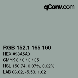 Color code: RGB 152.1 165 160 | qconv.com