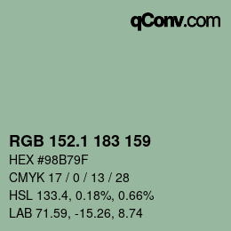 Color code: RGB 152.1 183 159 | qconv.com