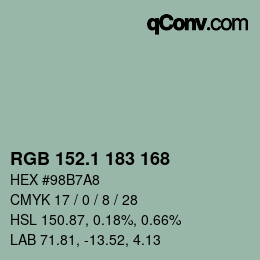 Color code: RGB 152.1 183 168 | qconv.com