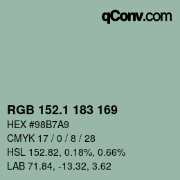 Color code: RGB 152.1 183 169 | qconv.com