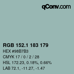 Color code: RGB 152.1 183 179 | qconv.com