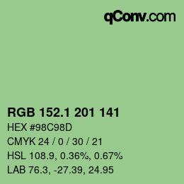カラーコード: RGB 152.1 201 141 | qconv.com