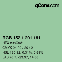 カラーコード: RGB 152.1 201 161 | qconv.com