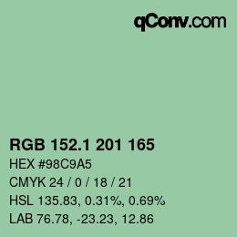 カラーコード: RGB 152.1 201 165 | qconv.com