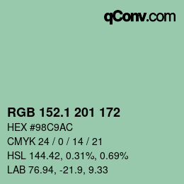 カラーコード: RGB 152.1 201 172 | qconv.com