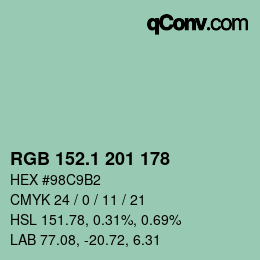 Color code: RGB 152.1 201 178 | qconv.com