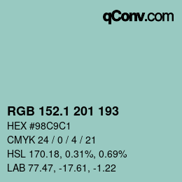 Color code: RGB 152.1 201 193 | qconv.com