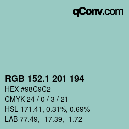 カラーコード: RGB 152.1 201 194 | qconv.com