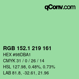 カラーコード: RGB 152.1 219 161 | qconv.com