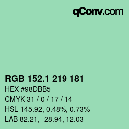カラーコード: RGB 152.1 219 181 | qconv.com