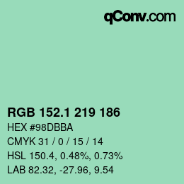 カラーコード: RGB 152.1 219 186 | qconv.com