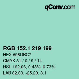 カラーコード: RGB 152.1 219 199 | qconv.com