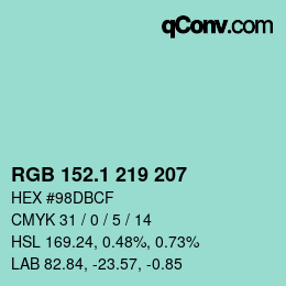 Color code: RGB 152.1 219 207 | qconv.com