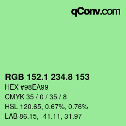 カラーコード: RGB 152.1 234.8 153 | qconv.com