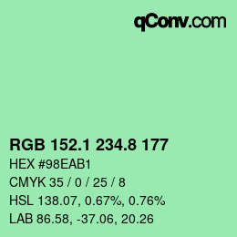 カラーコード: RGB 152.1 234.8 177 | qconv.com
