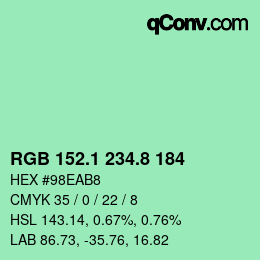 カラーコード: RGB 152.1 234.8 184 | qconv.com