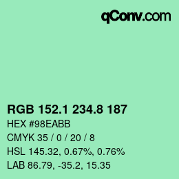 カラーコード: RGB 152.1 234.8 187 | qconv.com
