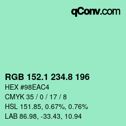 Código de color: RGB 152.1 234.8 196 | qconv.com