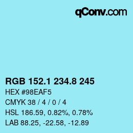 Color code: RGB 152.1 234.8 245 | qconv.com